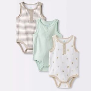 Cloud Island Baby Sleeveless Henley Bodysuits 3 Pack 12-18 Months
